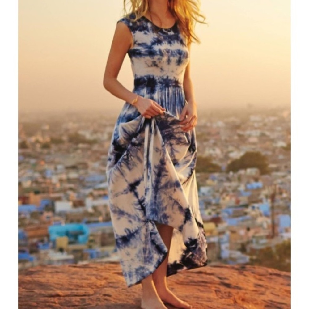 🌿Anthropologie Skyscape Blue Maxi RARE